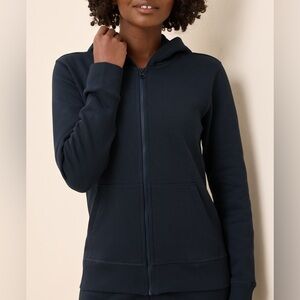 Pact Womens Organic Cotton Fleece Full Zip Hoodie Sweatshirt Sustainable Blue XL